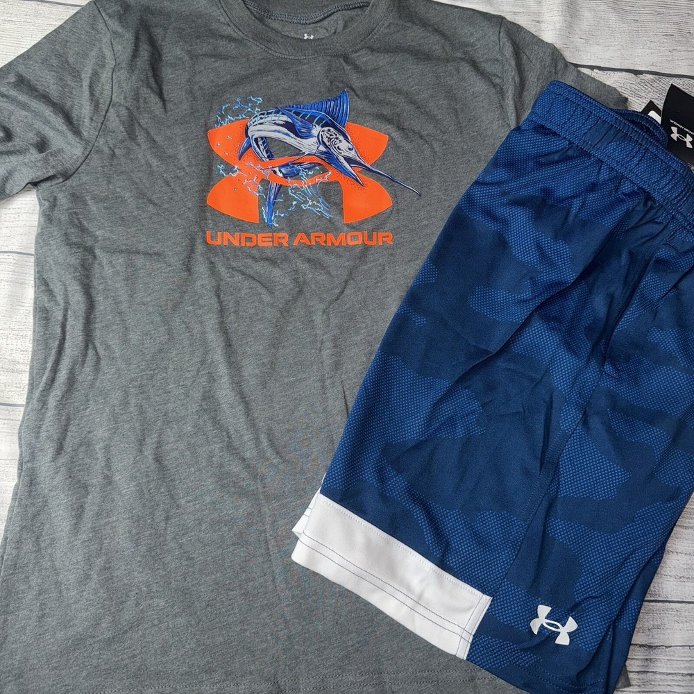 Under Armour Youth Large (14/16) Orange Blue Fish Outfit Set NEW